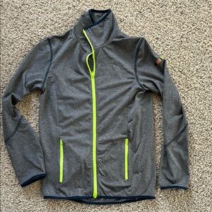 Gray and Navy Mini Boden Athletic Zipup